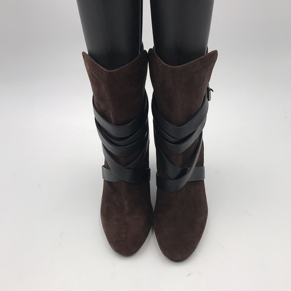 NWOB Pour La Victoire Bionda Ebony Brown Kid Suede Leather Boots
